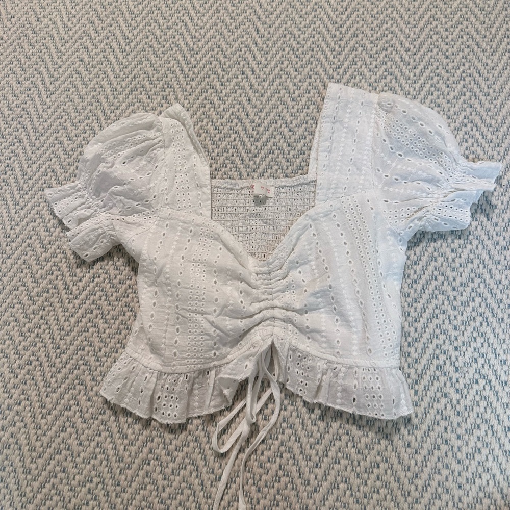 Romwe white eyelet top